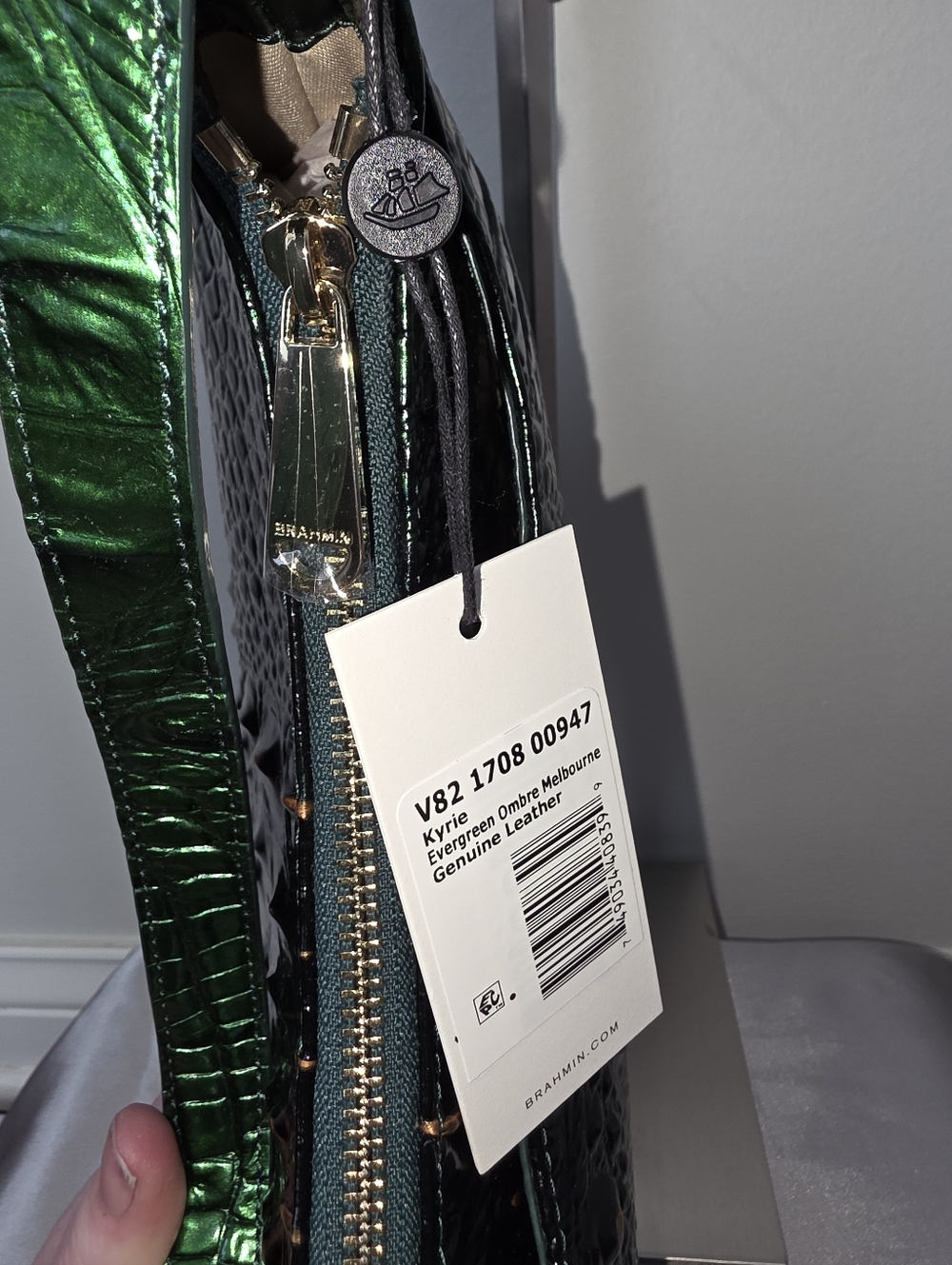 Brahmin Kyrie Evergreen Ombre Melbourne Croc Embossed Leather Shoulder Bag NWT - Picture 12 of 14